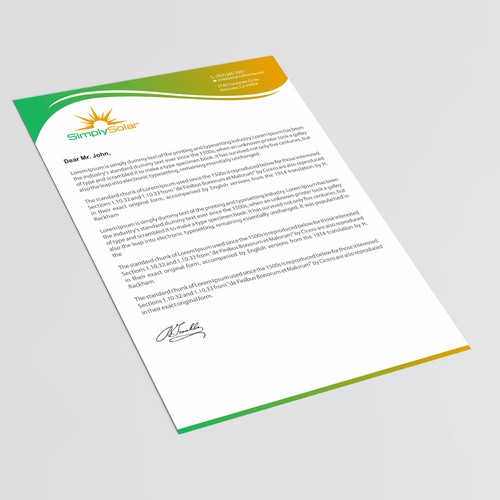 "Renewable Energy Company Letterhead" Design réalisé par thinkweb art