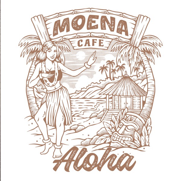Vintage Hawaii illustration for tshirt