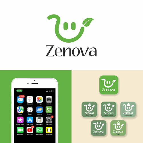 Zenova Logo: Revolutionary suite of health and wellness mobile apps Diseño de Adhee Pratama