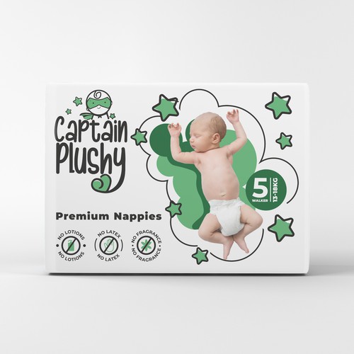 Packaging for playful baby diapers brand Design by Dimario Moretti