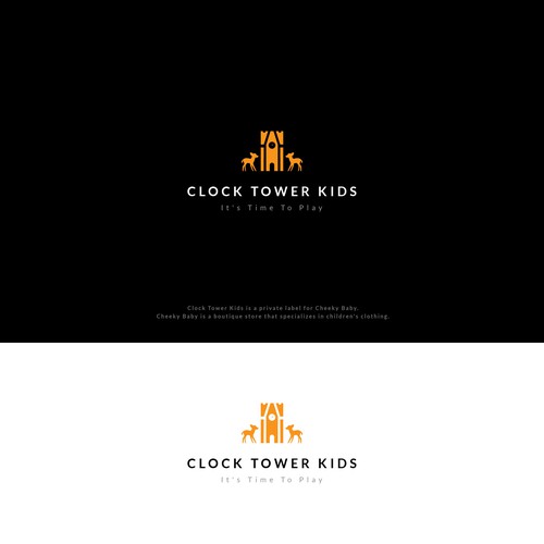 "Clock Tower" logo design for children's clothing brand.  Bold, modern, and elegant design. Design por SPECTAGRAPH