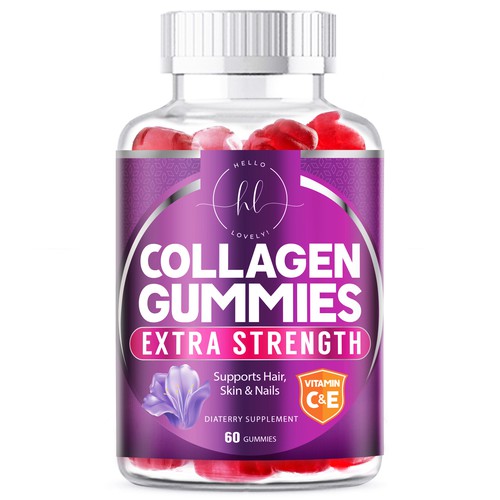 Hello Lovely needs a Collagen Gummies product label Design by agooshe