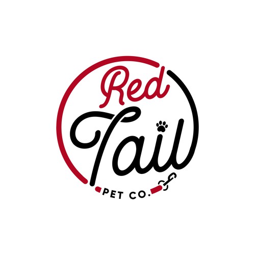 RedTail Handmade Dog Collars and Leashes Logo Design Diseño de Lost&Found