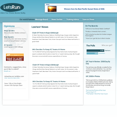 LetsRun.com Homepage Re-Design/Cleanup Diseño de Notauser