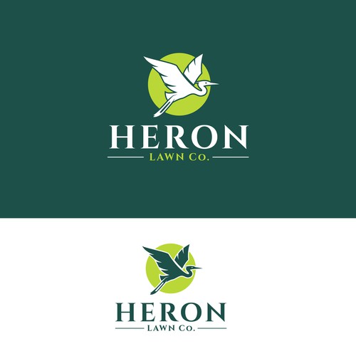 Modern Lawn Care Business with Heron Design by CreCreature