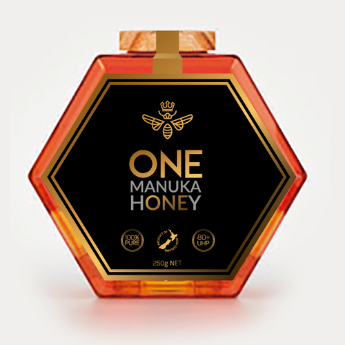 Design a minimalist upmarket Honey Jar Label for this Glass bottle Design by PHish