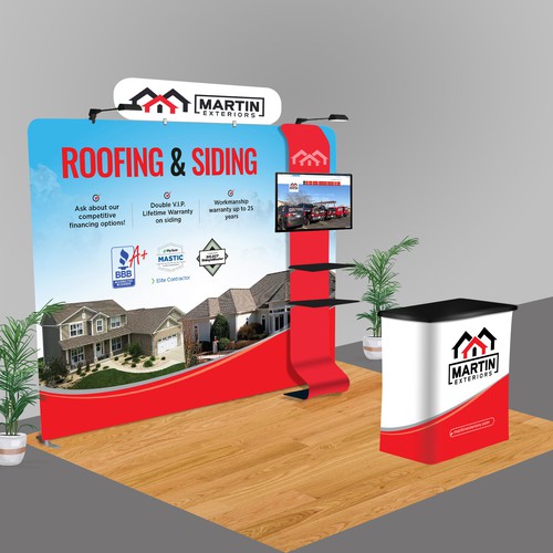 Powerful and eye-catching trade show booth Design by dezignedge*