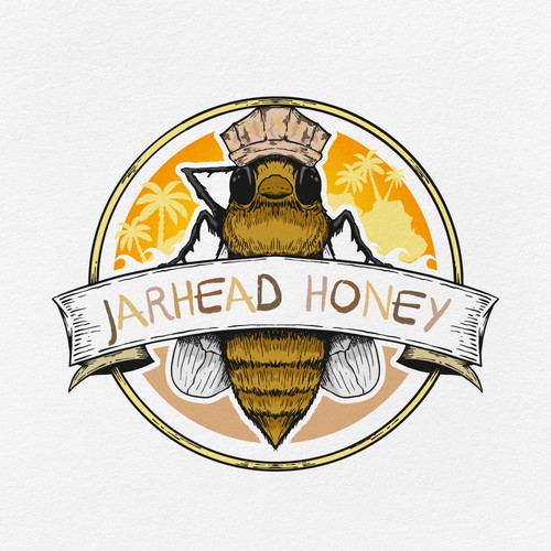 Exciting and Fun Honey Logo with ties to the Marine Corps-ontwerp door AlarArtStudio™