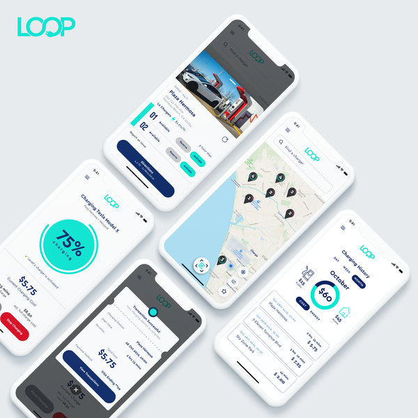 Design by Pastel Arcade titled "EV Charging Station App"