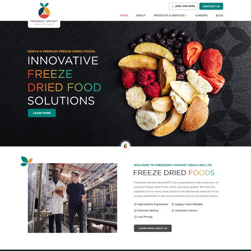 We need a web design for a freeze dried product factory in Kenya Design by Jasmin_A