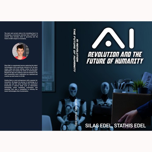 Futuristic AI Book Cover - AI vs Humans/Dark Design by Aaniyah.ahmed
