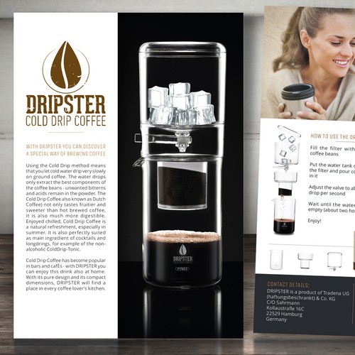 DRIPSTER Cold Drip Coffee Maker - we need a product presentation flyer Réalisé par MagicCreatives