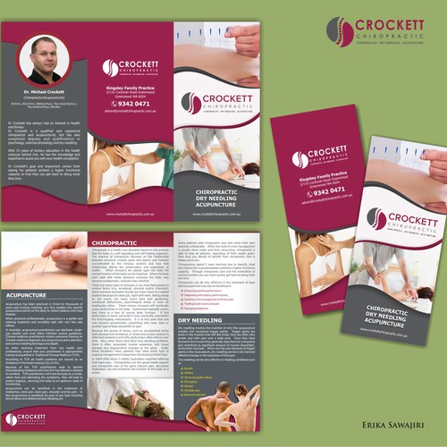 Brochure advertising and promoting chiropractic and acupuncture