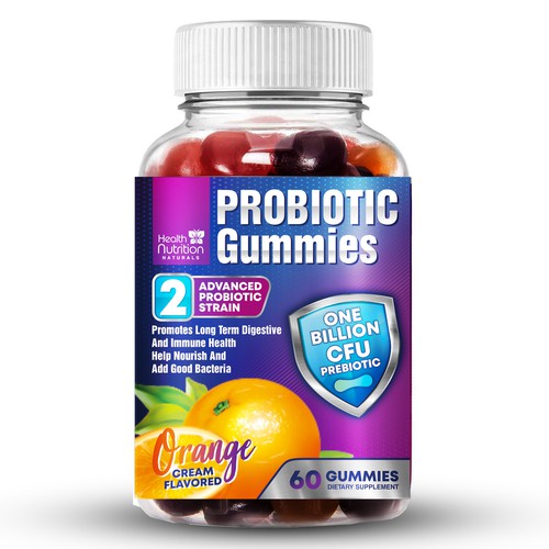 Healthy Probiotic Gummies Label needed for Health Nutrition Design réalisé par By.You