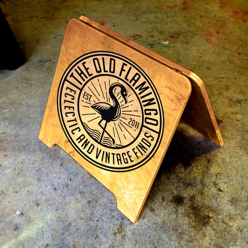Create hip logo for THE OLD FLAMINGO that specializes in eclectic, vintage, upcycled furniture finds Design by Wintrygrey