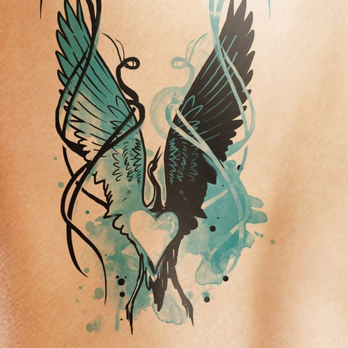 Husband + wife crane tattoo design Ontwerp door Klasikohero