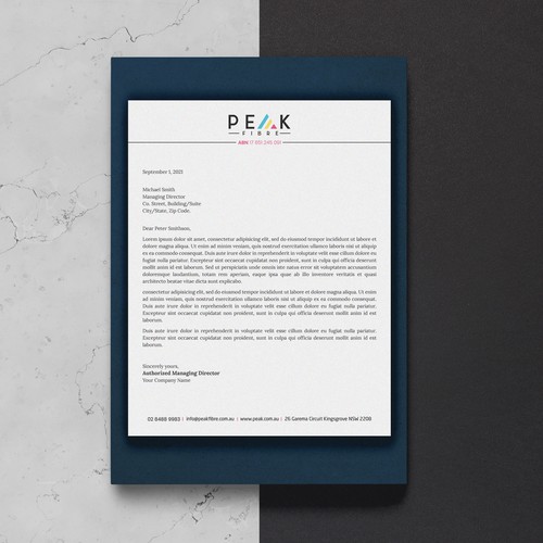 Creative, slick, professional Stationary for New Brand - Peak Fibre - Design by Sawama