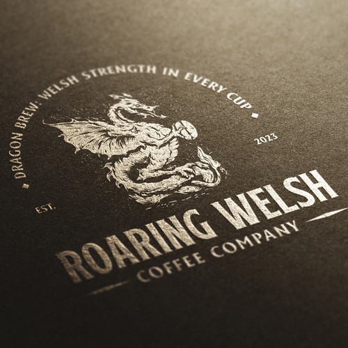 Welsh Coffee Company Logo with Dragon incorporated into the design Design by Evan.C ☆