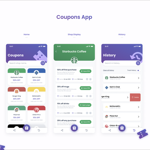 Design for a Coupon/Promotion app Diseño de attafothman