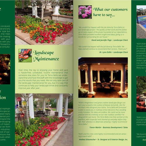 Create an upscale brochure for Terra Bella Landscape Architecture Design by manncor