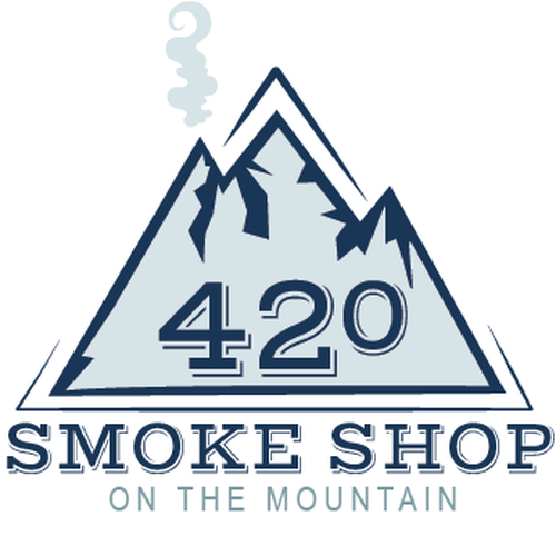 Create logo as the 42° is to look like 420 and then some mountains
and put "on the mountain" under smoke shop
 Design by KatiTungetDesigns