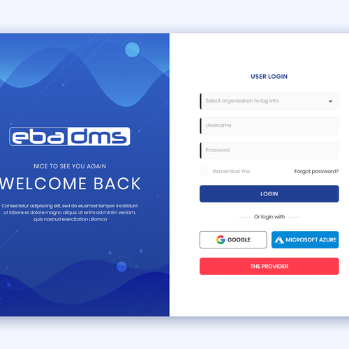 Design a login page for our document management system - EBA DMS Design by sandy#ogma