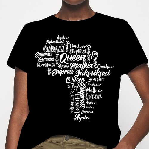 African Diaspora "QUEEN" Dialect T-Shirt Design Design by aSveta