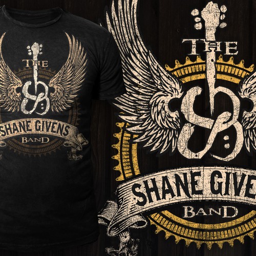create a t-shirt design for an emerging country rock/southern rock band Design by *DCLA*