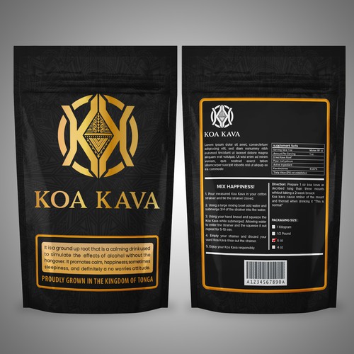 We need a powerful design for our Amazing Kava powder. Design by CUPEDIUM