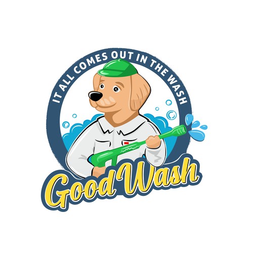 Pressure Washing Company Logo with Dog Incorporated Design by Tanya.