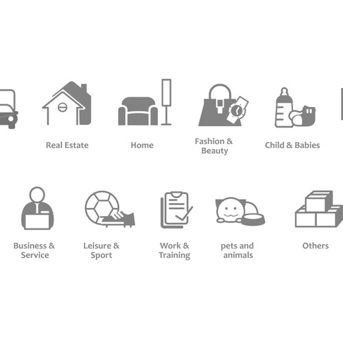 Category icons package for a classified website, concurso Ícone ou botão