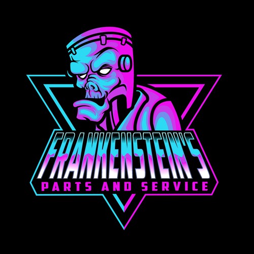 99d: retro inspired neon logo for Frankenstein mechanic! Design by marcuz030