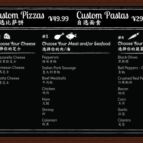 Design a Chalkboard Menu Board for a Gourmet Pizza Restaurant Design réalisé par MilenaST