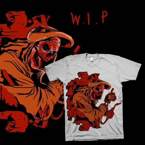 Welders Shirt Design With Skull Grinning and Welders Helmet Réalisé par Nggoplem