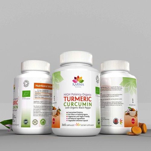 Design a product label for Organic Turmeric Supplement Design by Dimadesign