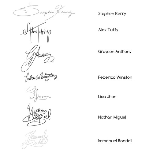 Set of 5 handwritten, monoline signatures, Other art or illustration  contest