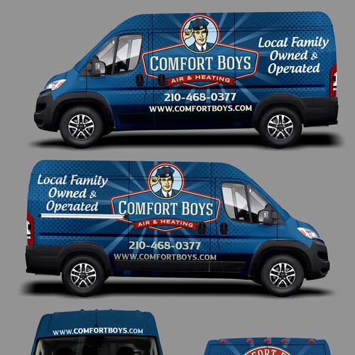 Comfort Boys Service Company New Retro Van Wrap Design Design by Tanny Dew ❤︎