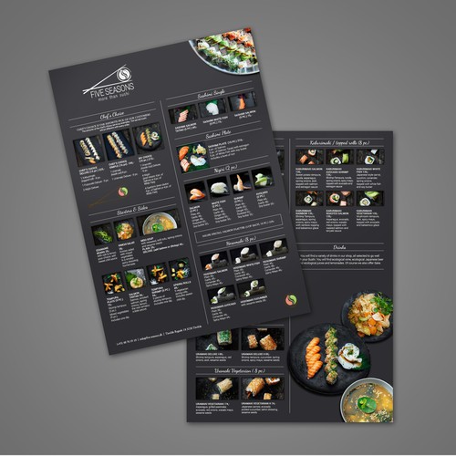 Luxury sushi takeaway - print-out version of existing online menu ...