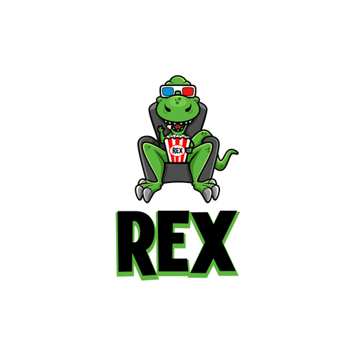 Design Rex Mobile App - Popcorn Eating T. Rex wearing 3D glasses por DZenhar Studio