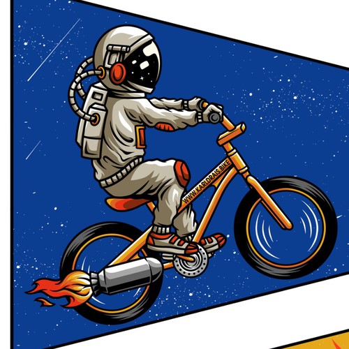 Bicycle flag for boys with space theme Design by daniicahya