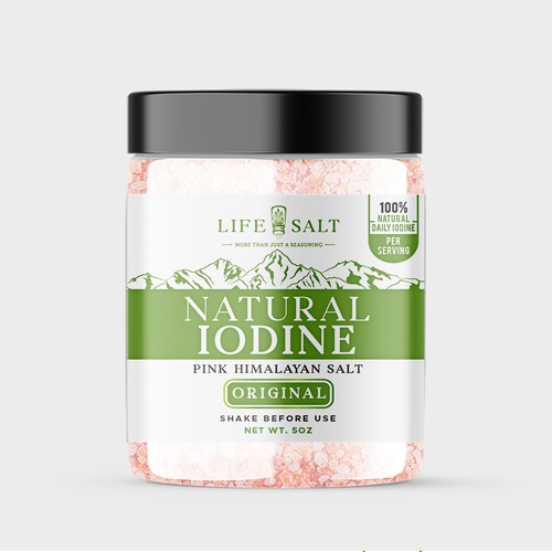 Label for Natural Iodine Pink Himalayan Salt that is fused with Seaweed Design by Design_byMe