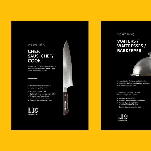 Job recruitment Poster for modern Premium Restaurant Design by NJ-ARTS’ STUDIO