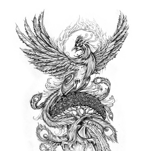 Create an unique phoenix tree fire tattoo | Illustration or graphics ...