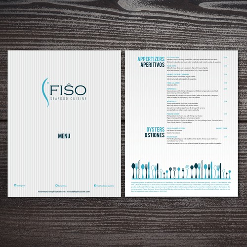 Urban , Modern,   Fine dining seafood menu Design by Tety design