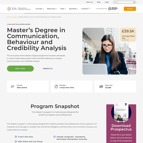 Super engaging webpage for a groundbreaking Master's Degree Program Design by Nash Radak