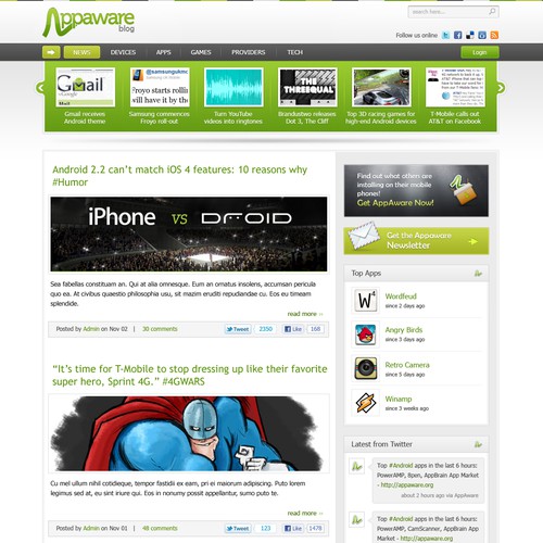 AppAware: Android and Twitter-like website Design von Hitron_eJump