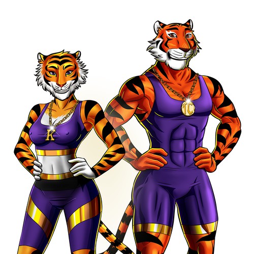 I need a Marvel comics style superhero tiger mascot. Design by MAKOTO OKADA