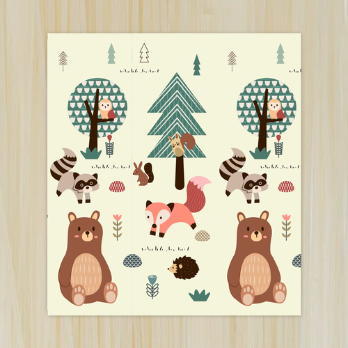 Illustration of kids playmat with animals Design by ies