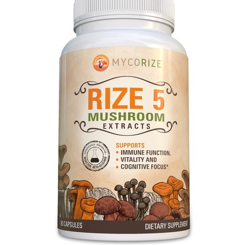 Diseño de Mushroom Supplement Label Needed! Clean & Modern with a creative flare! de Aalamvision