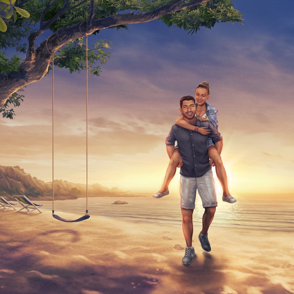 Romantic Postcard Design (alternate bg)